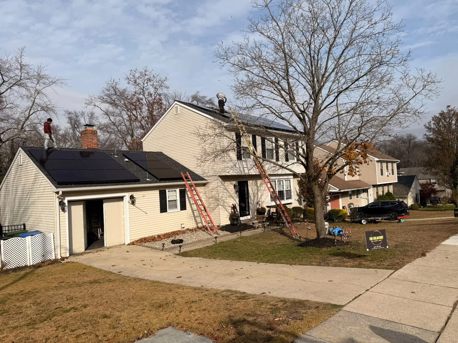 Dark solar panels during installation at Rhys’s home